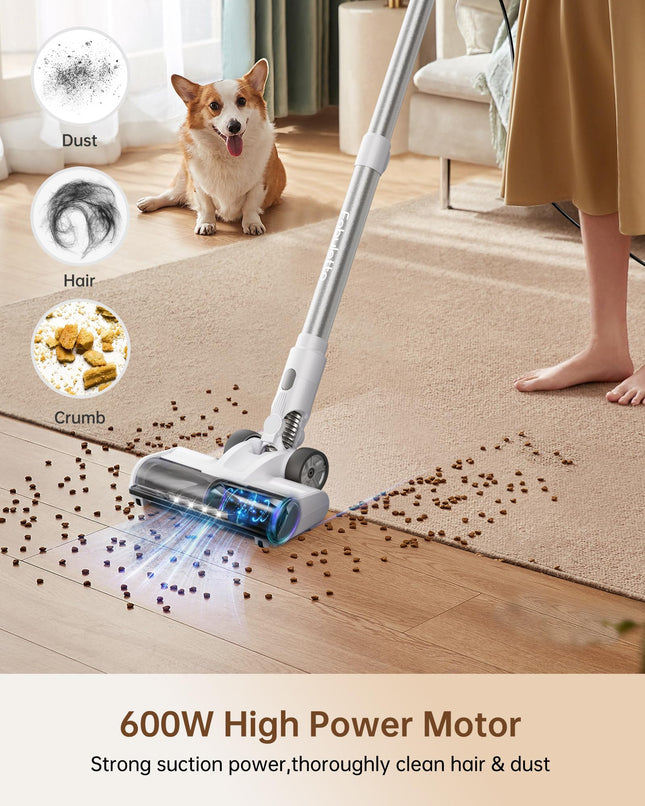 Fabuletta 23Ft Corded Stick Vacuum, 600W Power Stick Vacuum Corded With Telescopic Alloy Tube, 6 In 1 Ultra Light Corded Vacuum Cleaner Converts To A Hand Vacuum, Great For Pet Hair & Hard Floor