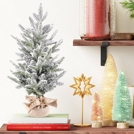 3FT Flocked Christmas Tree, Premium Xmas Tree with 496 PE&PVC Mixed Branch Tips, Unlit Premium Fir Christmas Tree for Home, Office, Party Decoration, White