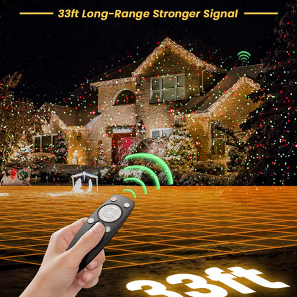 Christmas Projector Lights Outdoor: Red and Green Christmas Laser Lights Outdoor for House Garden Holiday - Christmas Light Show with Remote 3540 Sq Ft (Christmas & Fireflies Patterns)