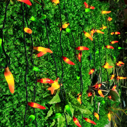 35 LED Red Green and Yellow Chili Pepper Christmas Lights, 18 Ft Green Wire House Decorative Lighting String, for Indoor and Outdoor Party, Kitchen, Living Room, Garden, Patio.