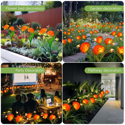 Solar Garden Lights, est 4 Pack Solar Swaying Bee Lights with Flowers, Waterproof Solar Firefly Lights Outdoor for Garden Patio Yard Pathway Fall Decoration, s for Women Mother's Day