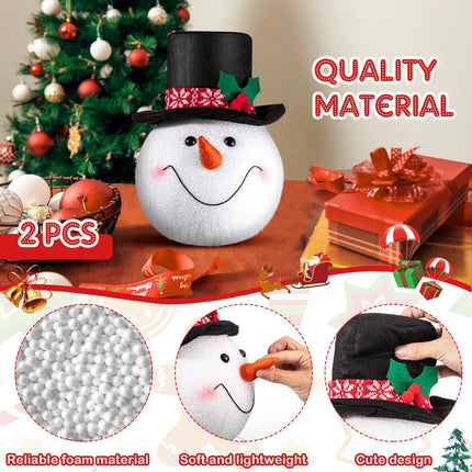 Syhood 2 Pcs Snowman Head Tree Topper Xmas Tree Top Christmas Tree Topper Frosty Hat Tree Topper Snow Man Topper for Christmas Decoration Winter Holiday Ornament