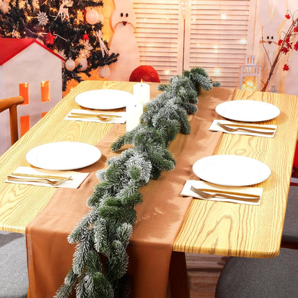 Lyrow 4 Pcs Christmas Garlands Pine Garland Artificial Winter Snowy Greenery Garland White Cedar Garland Faux Indoor Outdoor Pine Garland for Mantel Fireplace Stairway Xmas Decorations(4 Pcs,6 ft)