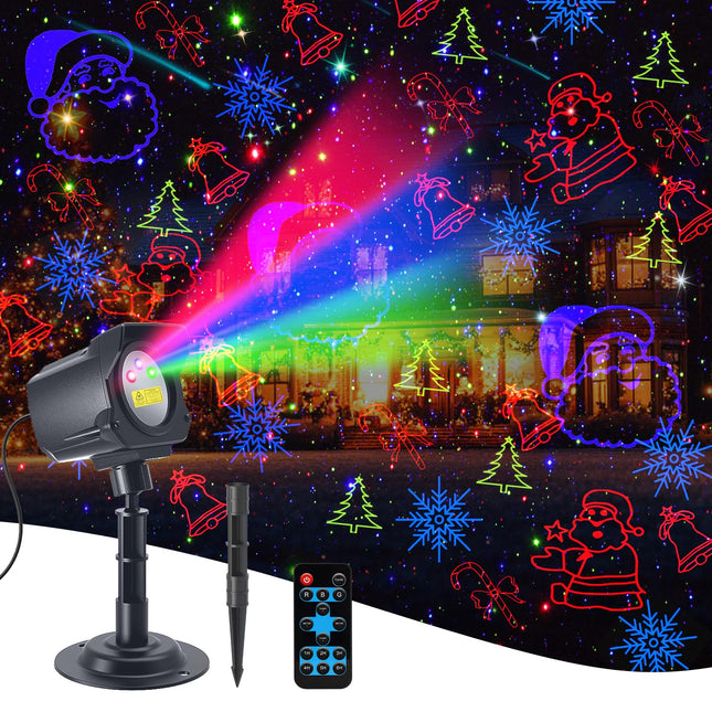 Laser Christmas Projector Lights Outdoor, 3 Color Laser Light Projector with Christmas Decorative Patterns, Waterproof, Indoor Holiday Decoration, Christmas , Home Decor, Party, Garden(Matte Gray)