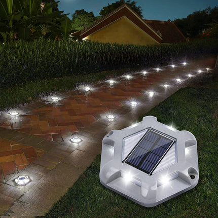 Volisun Solar Deck Lights Driveway Dock Lights, 12Pack Waterproof Outdoor Led Aluminum Dock Lighting Warning Step Lights