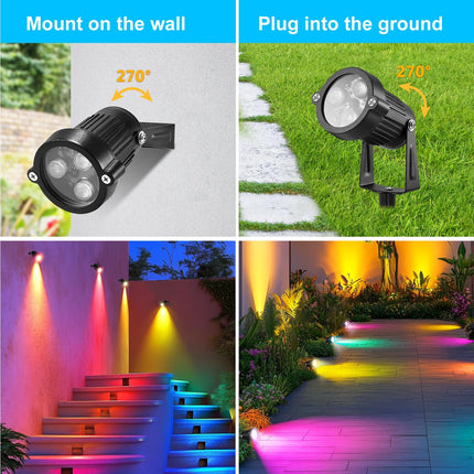 OurLeeme Lawn Flood Light Stake, 2-in-1 Waterproof Outdoor Remote controlle Landscape Lighting Spotlight Wall Light for Yard Garden Driveway Pathway Pool(2 Pack)