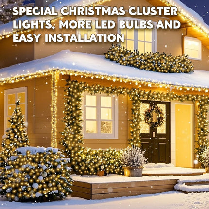 100ft 1000 LED Cluster Lights Christmas Tree Outdoor String Lights with Remote Plug in, 8 Modes Timer, Firecrackers Waterproof Twinkle Fairy Lights for Xmas Garland Window Indoor, Warm White