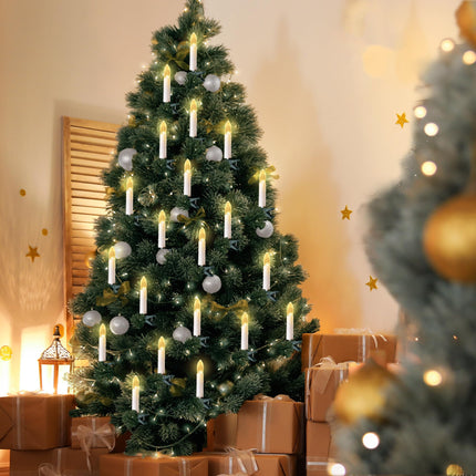 20 Pcs LED Christmas Tree Candle Lights,Flickering Clip on Flameless Candles with Timer and 8 Modes,Christmas Tree Candle Lights Plug in for Xmas Holiday Wedding Parties Indoor Decor(White)