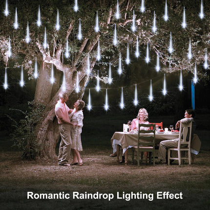 echosari Meteor Shower Lights Battery Powered, 12 Inch 8 Tube 192 LED Icicle Christmas Lights Outdoor, Waterproof Falling Rain Lights for Xmas Tree Holiday Party Patio Decor (Cool White)