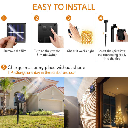 4 Pack Solar String Lights for Outside, 400LED 160FT Bright Solar Lights Outdoor Waterproof, Copper Wire with 8 Modes Fairy Lights for Tree Garden Party Wedding Halloween Decor (Warm White)