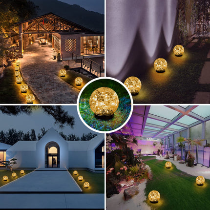 Outdoor Decor Solar Lights Garden Lights Solar Globe Lights Solar Balls for Garden Pathway Lights Solar Garden Decor 3 Pack for Decorations Lawn (Medium 3 Pack, Warm White-3)