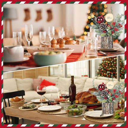 Christmas Table Decorations,13''Christmas Table Decor, Christmas Centerpieces for Tables with Small Christmas Potted Tree for Year