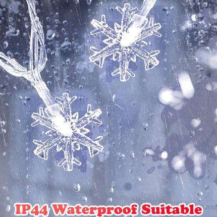 Christmas Snowflakes Light, Snowflakes Holiday Lights with Battery Operated, Waterproof Shatterproof Snowflake Decorative Xmas Fairy Lights for Outdoor Xmas Decor (Pure White, 2 Pack)