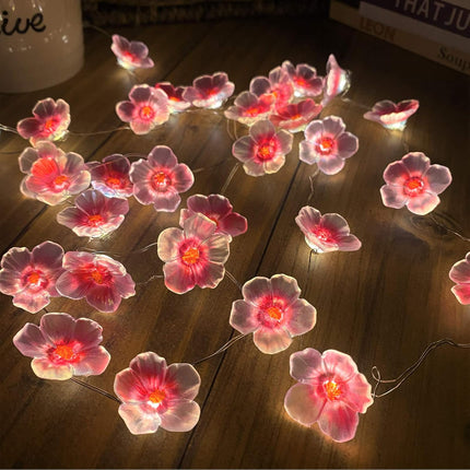 Pink Cherry Blossom Flower String Lights 40 LED 13FT Sakura Decorative Lights Battery Operated Light with Remote, Christmas Novelty Fairy Light for Girl Bedroom, Party, Garden
