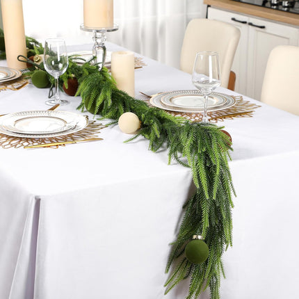 Jutom 5 ft Velvet Christmas Balls Garland Norfolk Pine Garland with Velvet Balls Faux Greenery Garland Pine Garland Artificial Greenery Garland for Christmas Table Fireplace Wall Home Railing Decor