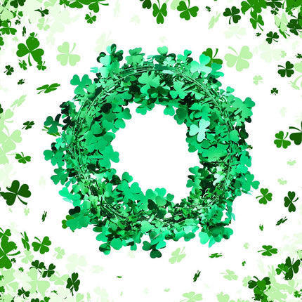 Shamrocks Wire Garland St. Patrick's Day Garland Green Irish Saint Patty Party Decorations (32.8 ft/ 10 Meters)