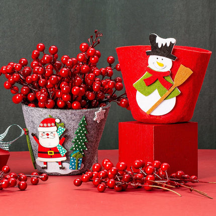 Crafare 30 Pack Artificial Red Berry Stems, Burgundy Red Berry Picks Holly Berries Branches for Christmas Tree Decorations Crafts Wedding Holiday Season Winter Décor Home Decor