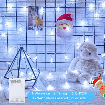 Minetom 4 Pack Christmas Lights, 14 Ft 30 LED Christmas Snowflakes Lights, Waterproof Snowflakes Holiday Lights, Shatterproof Xmas Fairy Lights for Indoor Decor