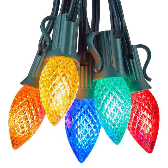 Multicolor C7 LED Christmas Lights Outdoor, 34FT Colorful Christmas String Lights with 50+2 Plastic Bulbs, Traditional Hanging Holiday Lights for Christmas Tree Patio Fence Roofline Xmas Decorations