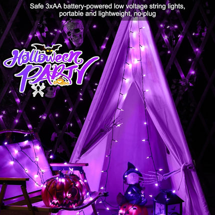 Battery Operated Halloween Indoor String Lights, 8 ft 20 LED Purple Mini Cluster Tree Lights with Timer, Indoor Outdoor Patio Garland Window Decor for Party Christmas Halloween Decorations