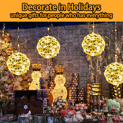 Solar Christmas Ball Lights for Tree Outdoor, 4 Pack 160 LED Globe Lights Waterproof, 8 Modes Solar Sphere String Lights Outside for Window Garden Yard Porch Wedding Party Decorations, Warm White