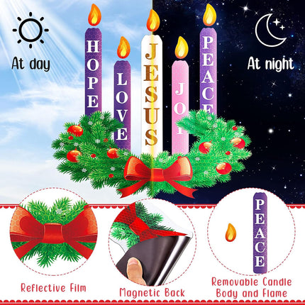 Frienda 6 Pieces Advent Candle Magnet Advent Wreath for Advent Wreath and Candles Magnetic Advent Wreath for Christmas Refrigerator Decoration