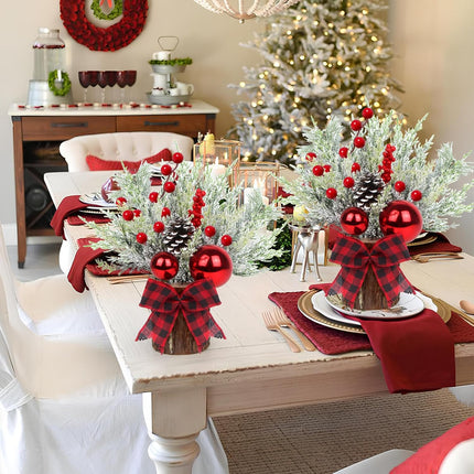 XJar Small Christmas Tree, Tabletop Artificial Mini Christmas Tree, 9 Inch Artificial Small Potted for Christmas, Suitable for Family Gathering, Indoor Fireplace Christmas Decoration