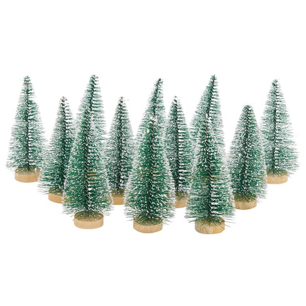 Juvale 12 Pack Mini Christmas Trees for Tabletop, Xmas Holiday Home Indoor Decorations, 4.25 x 2 inches