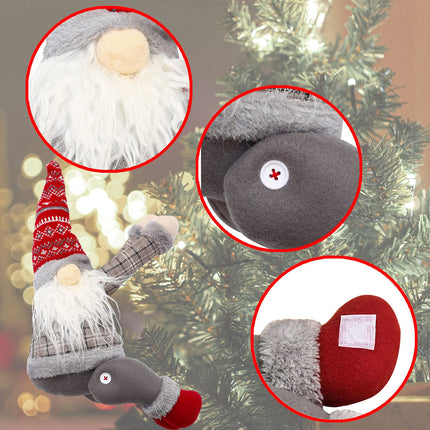 Gnome Tree Topper,Gnome Christmas Tree Topper,Gnome Christmas Decorations,Funny Christmas Tree Topper Gnome,Hand Made Christmas Decorations Holiday Home Decor,Also be Used as Curtain Tie(Red)