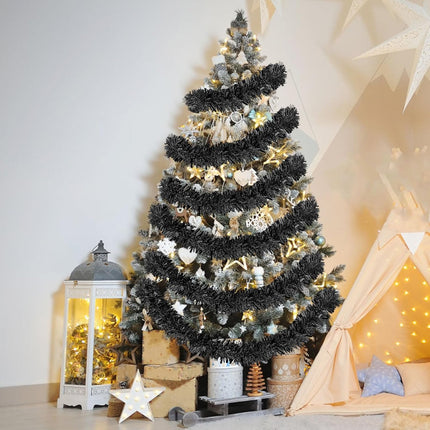 33 Feet Black Christmas Tinsel Garland, Christmas Metallic Hanging Tinsel Garland for Halloween Xmas Tree Home and Party Decoration