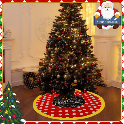 Boao 48 Inch Christmas Mouse Tree Skirt red Snowflake Merry Christmas Tree Skirt Cartoon Character Decor Xmas Round Red Tree Decoration Skirts Tree Mat for Holiday Christmas Party Decorations