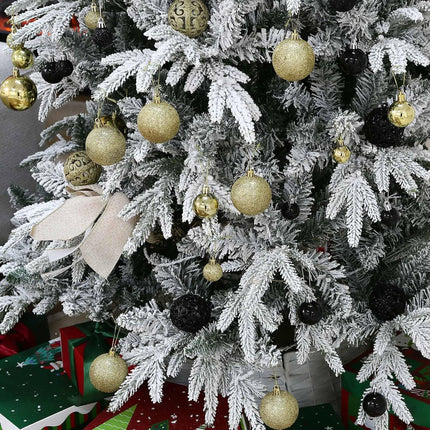 100 Pcs Christmas Ball Ornament Set, Black and Gold Shatterproof Christmas Decorations Set Hanging Plastic Xmas Balls for Home, Holiday, Wedding, Xmas Hanging Decortions