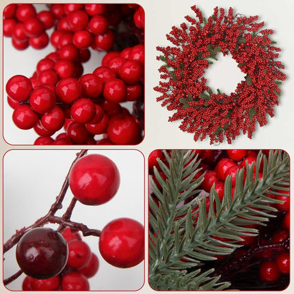 Christmas Wreath Front Door 24 Inch Artificial Christmas Wreath, with Pine Needles, Red Berries Create a Warm Holiday Ambiance, for Decor Indoor/Outdoor Christmas Decorations