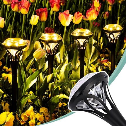 Solpex 8 Pack Diamond Solar Garden Lights, Bright 5 Led Solar Lights For Outside, Waterproof Solar Pathway Lights, Up To 12 Hours