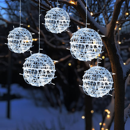 Dazzle Bright Outdoor Balls Lights Hanging Tree Garden Lights, 160 LED Sphere Lights Garden Globe Lights, for Party Wedding Yard Garden Porch Patio Christmas Holiday Decoration, White