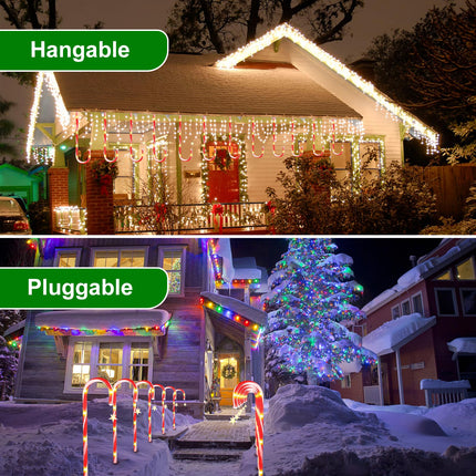 Fohil 12 Pack Christmas Solar Candy Cane Lights, 8 Modes Solar Christmas Pathway Lights Outdoor, Solar Christmas Garden Lights Waterproof for Christmas Garden Yard Landscape Decorations