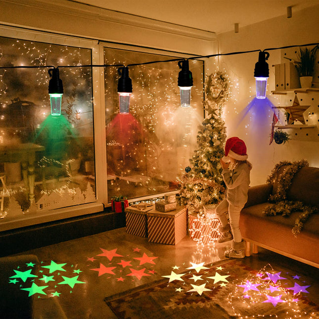 Christmas Star String Lights - 31.4FT Projector Star String Lights with 10 LEDs Plug in Indoor Outdoor Lights for Party Patio Yard Bedroom Patriotic Decor