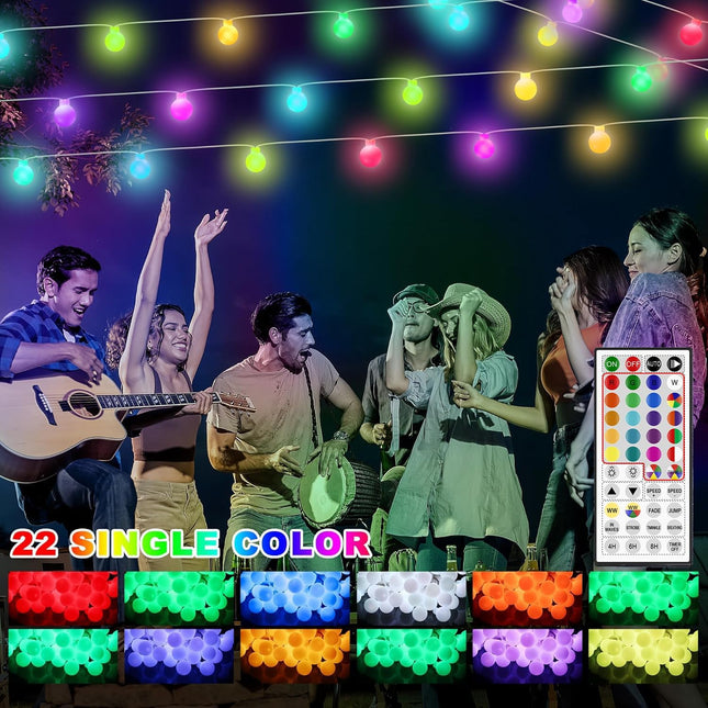 Color Changing String Lights for Outside, 30 Colors 33ft 100LED RGB+Warm White Fairy Lights Plug in, Outdoor Christmas Globe Decorative Lights with Remote for Indoor Bedroom Party Garden Xmas Décor