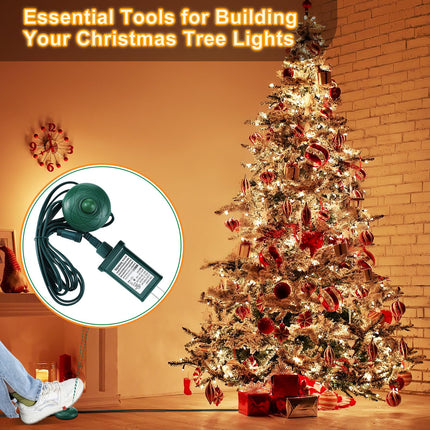 6 ft Power Cord with UL Certification LED Transformer 8 Light Modes for Christmas Tree Light Raintight Foot Switch 5/8 Inch Plug Compatible Replacement Holiday Light Connector for LED String Holiday