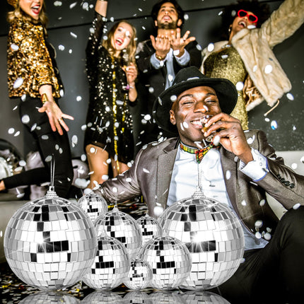 37 Pcs Disco Ball Silver Disco Mirror Ball for Party Decoration, Christmas Tree Ornaments Disco Ball Cup Toppers Wedding Birthday Party Festive