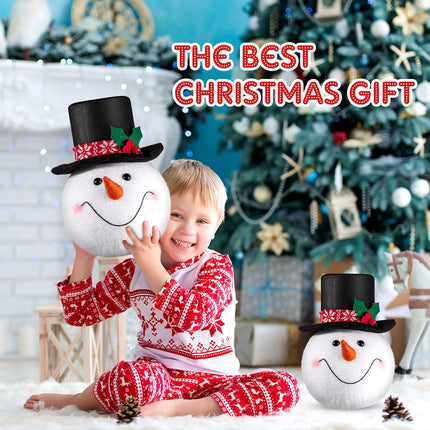 Syhood 2 Pcs Snowman Head Tree Topper Xmas Tree Top Christmas Tree Topper Frosty Hat Tree Topper Snow Man Topper for Christmas Decoration Winter Holiday Ornament