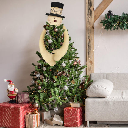 Believe Snowman Christmas Tree Topper Primitive Style Large Snowman Treetop Decorations for Tree Ornament Holiday Festival Home Supplies Winter Christmas Party Decoration