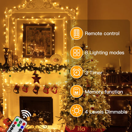 shineshine Christmas Lights 295FT/900LED, Waterproof Outdoor String Lights with Remote and Timer, 8 Modes Dimmable Fairy Lights for Indoor Outside House (Warm White)
