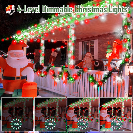 Heceltt 360 LED 118 FT Christmas Lights Outdoor, 8 Modes Christmas Lights Plug in, IP44 Waterproof Led Christmas Lights with Timer and Memory for Xmas Yard Garden Decorations (Red Green and White)