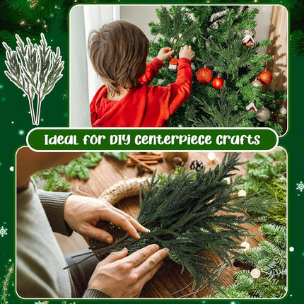 Giegxin 15 Pcs Artificial Christmas Norfolk Pine Stems Branches for Vase 25.8 in, 17.7 in and 9.8 in Fake Green Pine Picks Greenery for Xmas Holiday DIY Crafts Table Home Indoor Outdoor Decor