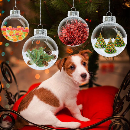 12Pcs 60mm Clear Plastic Christmas Ball Ornaments 2.36'' Round Clear Plastic Fillable Bulb DIY Craft Ornaments Shatterproof Xmas Tree Hanging Balls for Holiday, Wedding, Birthday, Christmas Wreath