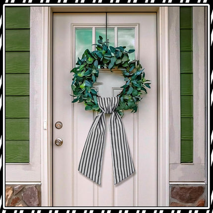 2 Pcs Christmas Wreath Sash for Front Door Chinoiserie Patriotic Wreath Sash Wreath Accessories for Embroidery Monogram Outdoor Indoor Party Yard Doorway 4.5" W x 56" L(Stripe)