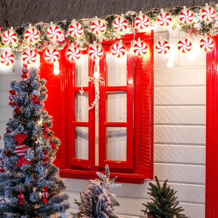 Ganeen 2 Pcs Jumbo Christmas Lights String Christmas Outdoor Decorations Lights Giant Christmas Lights Large Hanging LED Bulbs for Holiday Xmas Roof Home Tree Yard(Candy Style, Total 32 FT)