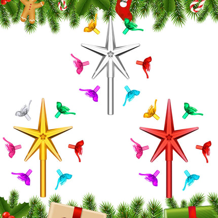203 Pieces Ceramic Tree Light Medium Bird Bulb Light Ornaments Replacement Plastic Light Ceramic Tree Star Xmas Light Ornaments Ceramic Tree Accessories, Star and Bird Design