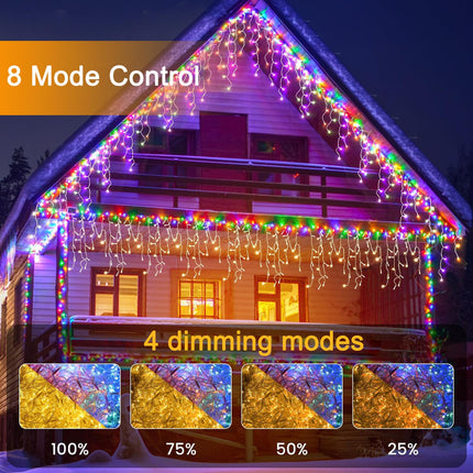 Christmas String Lights Outdoor - 49Ft/15M 640 LED 8 Modes with Remote Control and App Waterproof Christmas Lights for Patio Yard Garden Wedding Party-Warm White to Multicolor